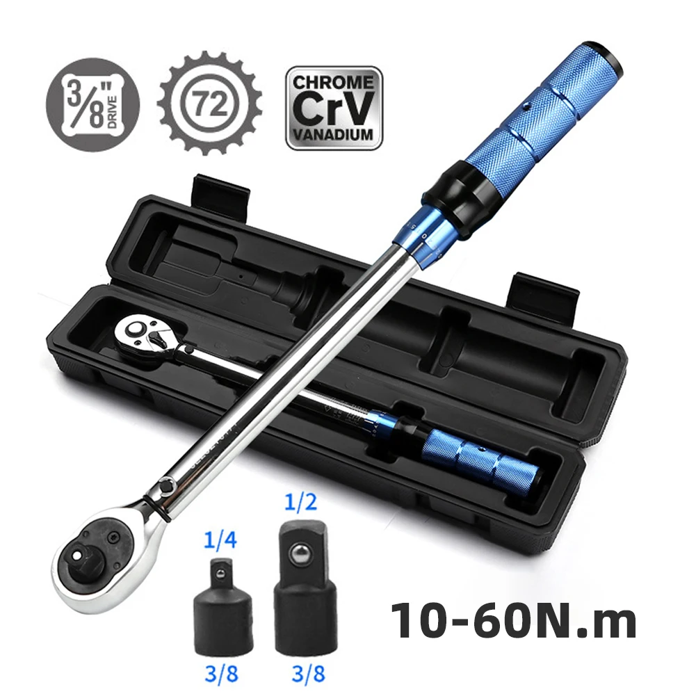 3/8 Inch Square Drive 5-60N.m Torque Wrench Torques Key ±3% High Precision Torque Wrench Professional Bicycle Automotive Tools