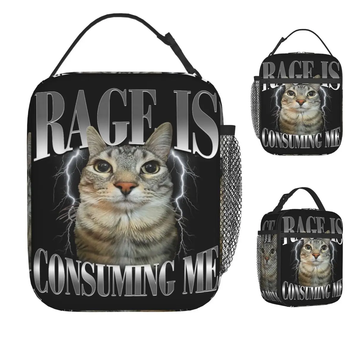 

Cat Funny Rage Is Consuming Lunch Bag Picnic Lunch Box For Men Cute Graphic Thermal Lunch Bags Oxford Cooler Bag