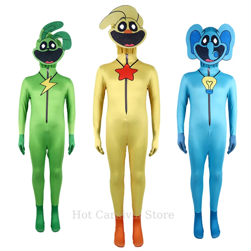 أزياء تنكرية للمخلوقين المبتسمين للأطفال والكبار أطقم الهالوين المشهورة باللون الأرجواني على شكل فيل على شكل دب قناع بذلة #3