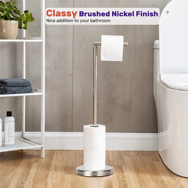 Toilet Paper Holder, Free Standing Toilet Paper Holder Stand with Reserve for 4 Spare Rolls, Sturdy Base