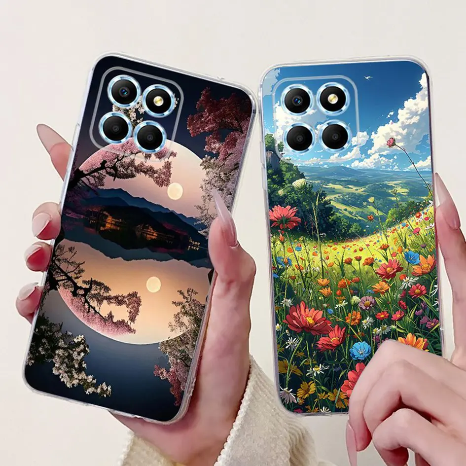 For Honor X6 X8 4G Case VNE-LX1 VNE-LX2 VNE-LX3 Cover Cute Cat Cartoon Silicone Clear Bumper For Honor X8 5G X 8 VNE-N41 Housing