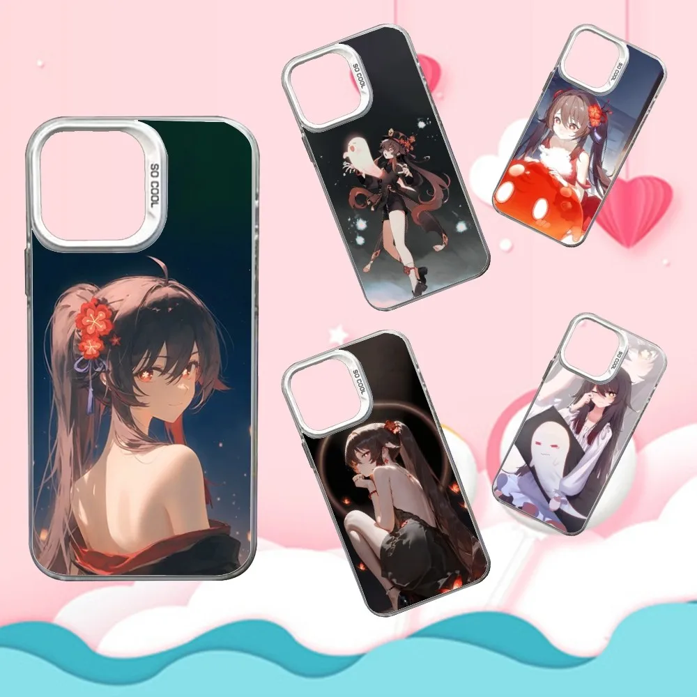 

G-Genshin Impact H-Hu Tao Phone Case For iPhone 16,15,14,13,12,11,Mini,Pro,SE,MAX White Matte Shockproof Cover