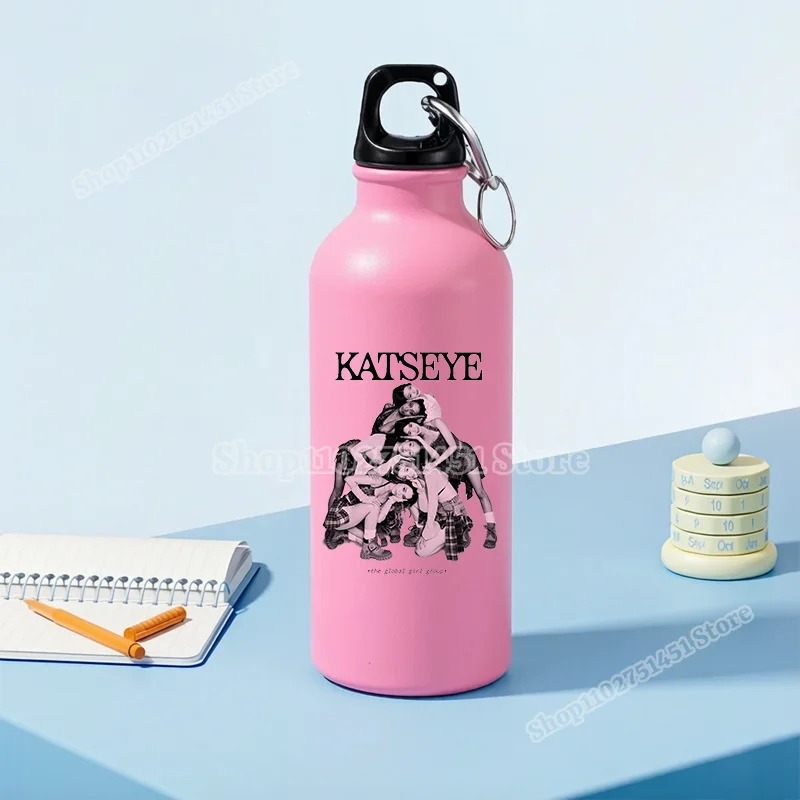 Copo de Água com Estampa K-Katseye à Prova de Vazamentos, Garrafa de Água de Alumínio de Grande Capacidade para Adultos, Garrafas Esportivas Unissex para Academia