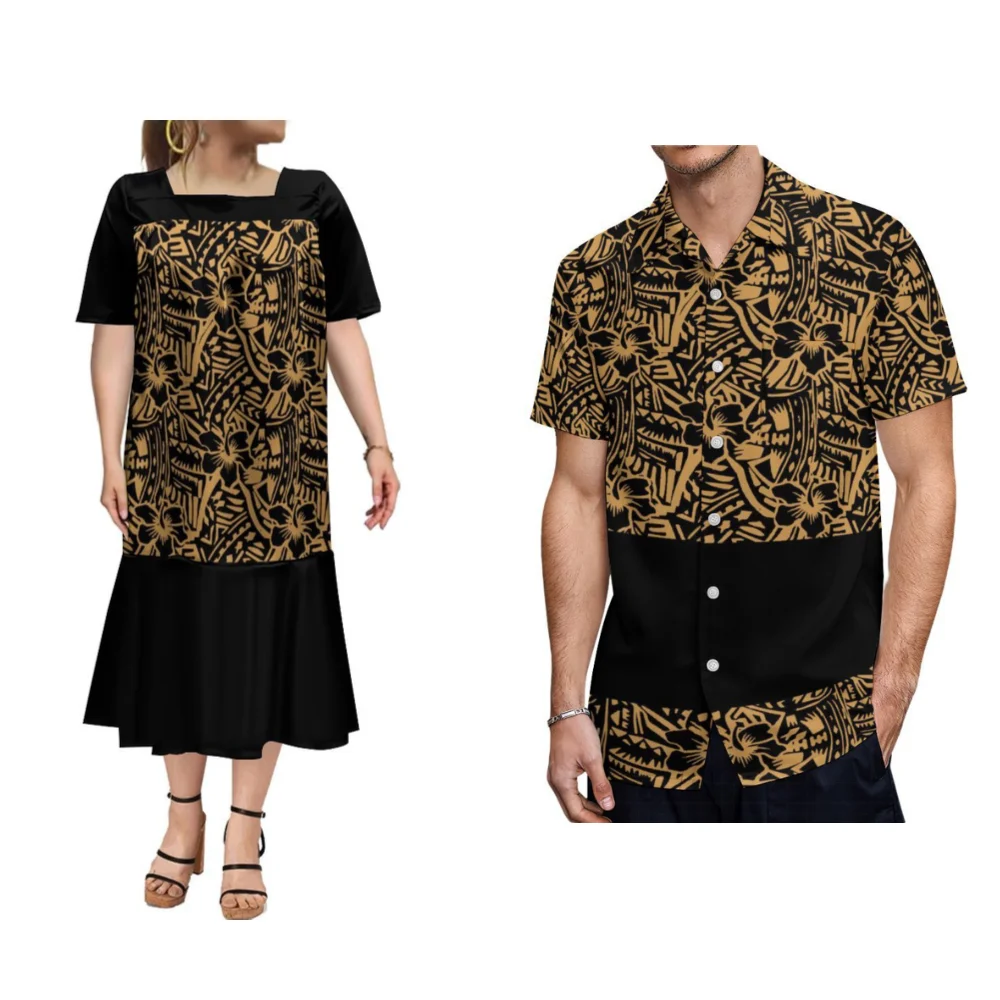 

Mermaid Dress Mumu New Design Men's Fashion Shirt Custom Polynesian Couple Set Summer New 2024