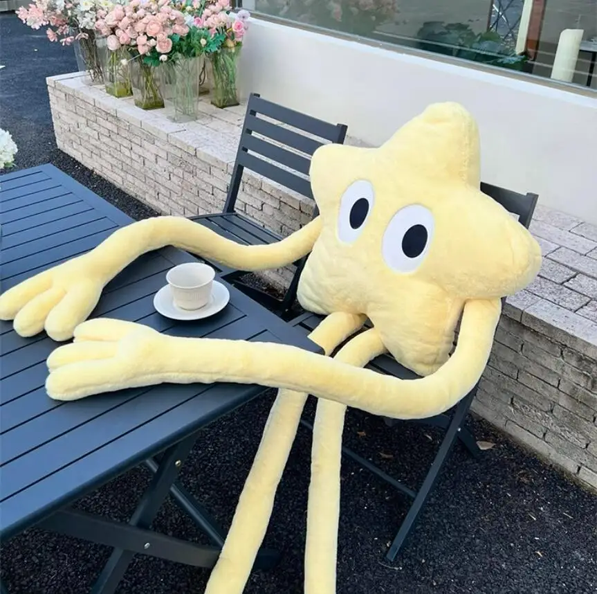 Cute Yellow Star Head Big Eyes Long Leg Pillow Cushion Cartoon Home Chair Sofa Decorativos Bedroom Party Play Gift