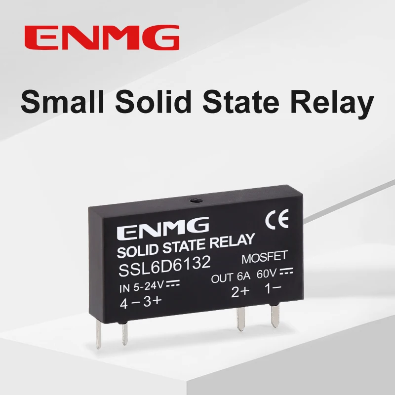 ENMG Ultra-compact low-profile solid state relay 5V12V24V  PLC interface type SSL6D6132 DC control DC AC 6A 2A one normally open