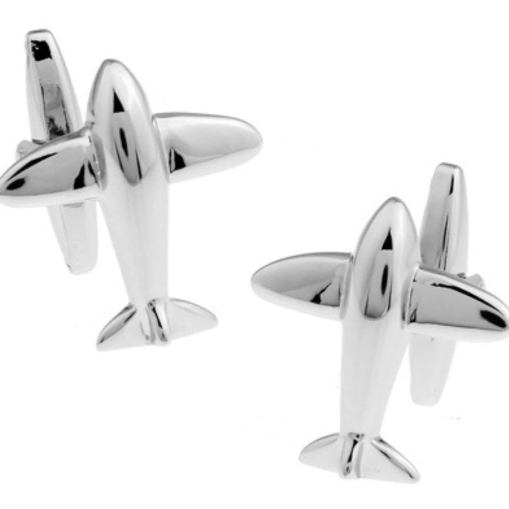 2PCS Aviation Series Flat Airplane Cufflinks Wholesale Unique Men's Gift Ideal for Stylish Accessory for Aviation Enthusiasts