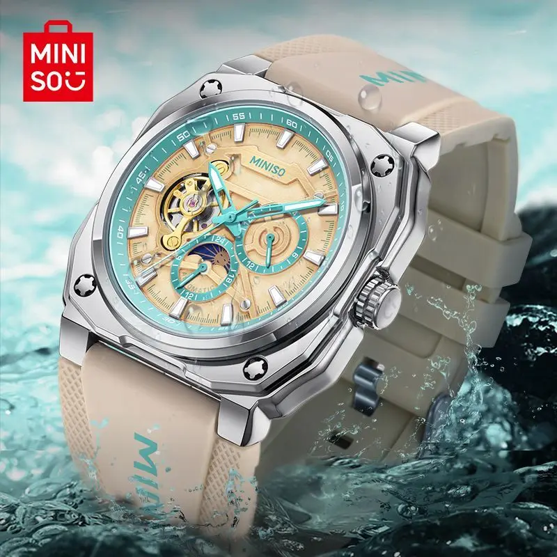 Genuine Miniso Automatic Mechanical Watch, Raw Sports Waterproof Luminous Watches