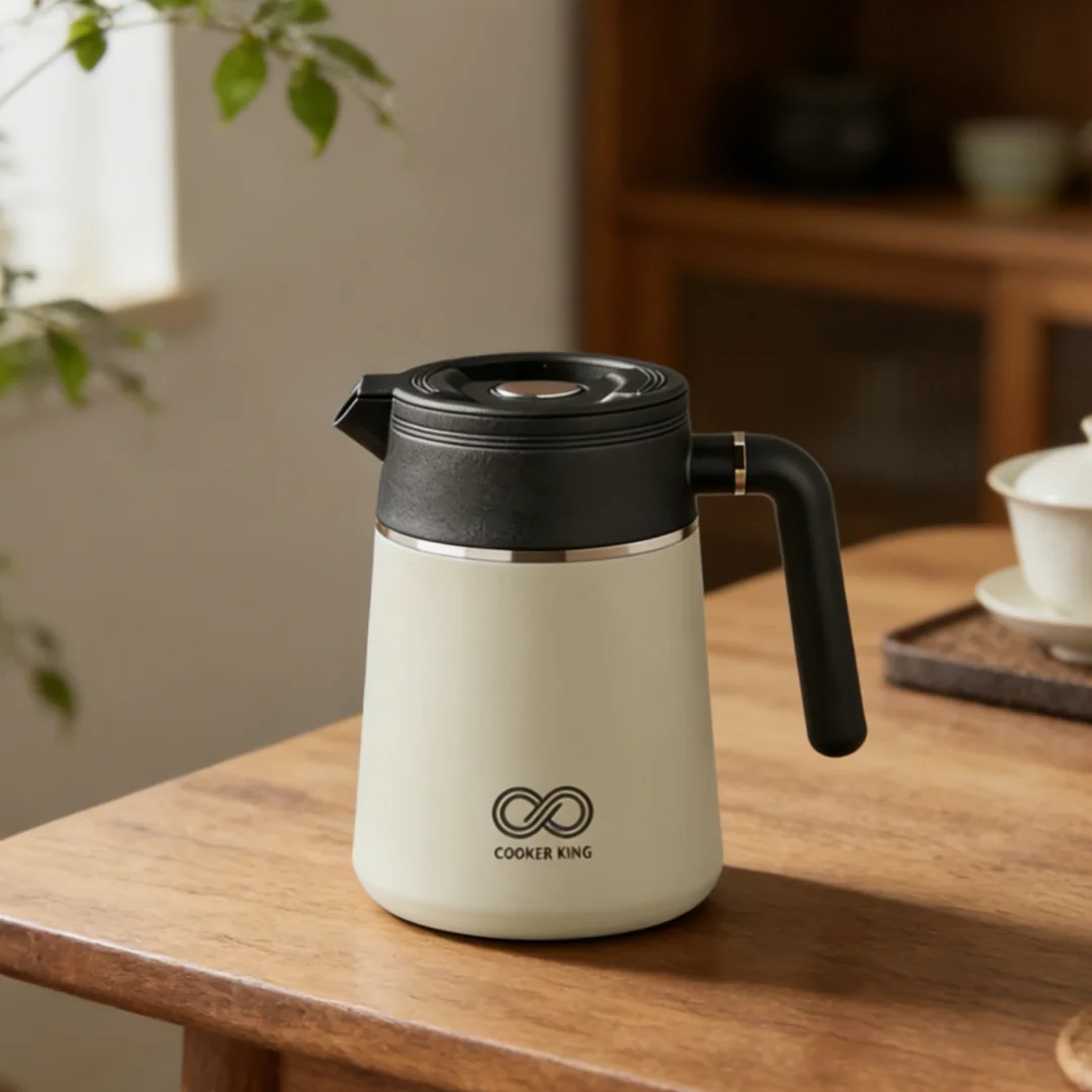 

COOKER KING 1L Stainless Steel Thermal Carafe Flask Jug, Vacuum Insulated Coffee Pot For Keeping Hot/Cold Coffee, Tea, Water