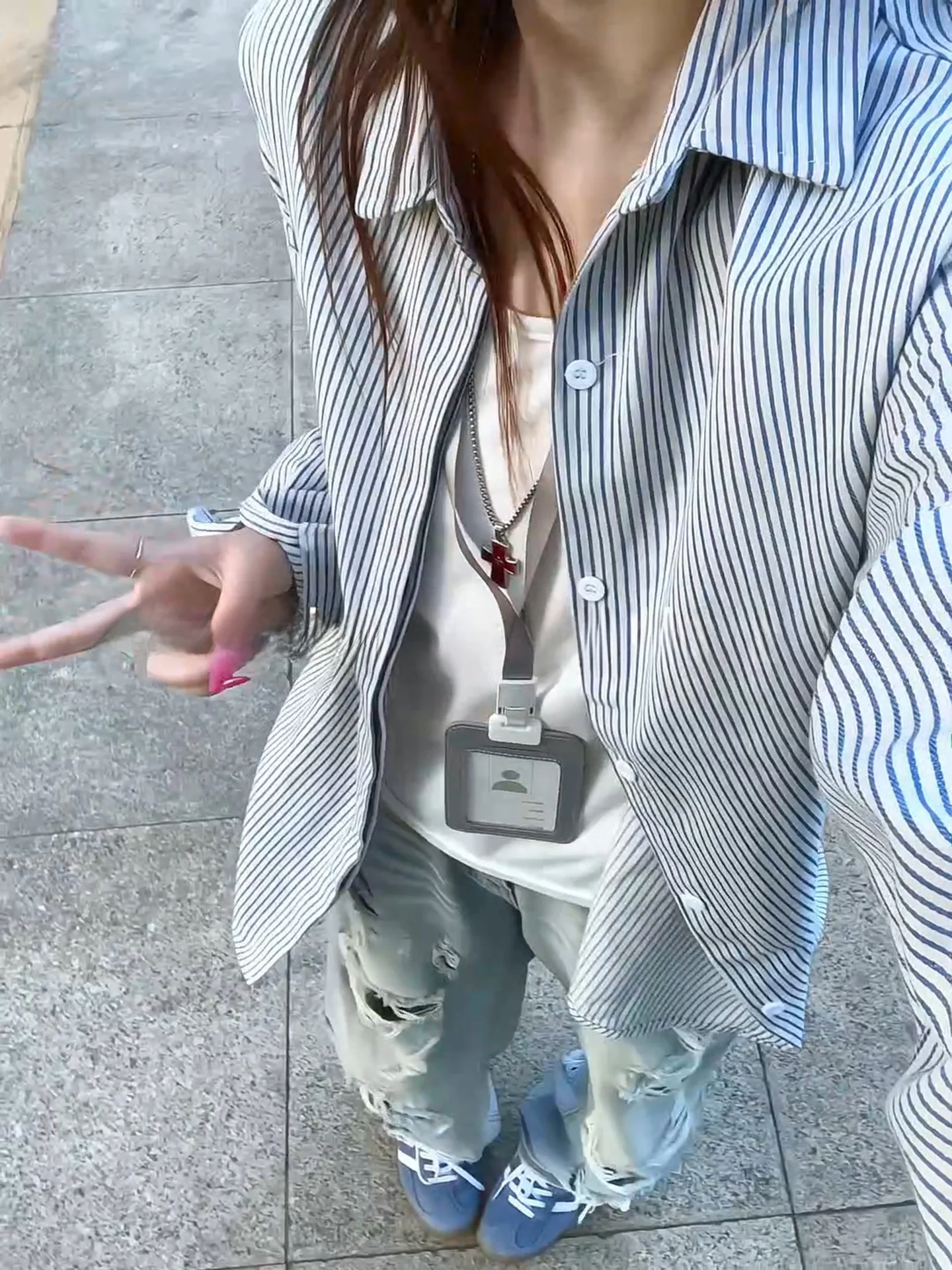 

Cleanfit Blue White Striped Men's irt Summer Thin Faionable Long Sve Sun Protection Outerwear Casual Loose Fit irt