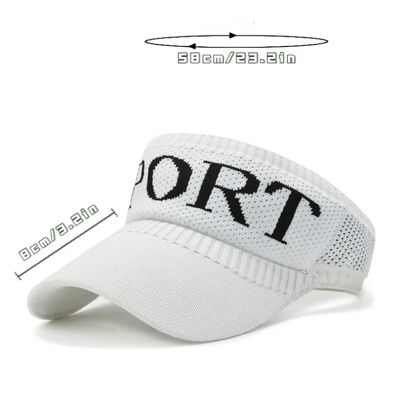 Breathable Letter Print Visor Cap Adjustable UV Protection Stretch Beanies Summer Outdoor Beach Sports Golf Knitted Sun Hat