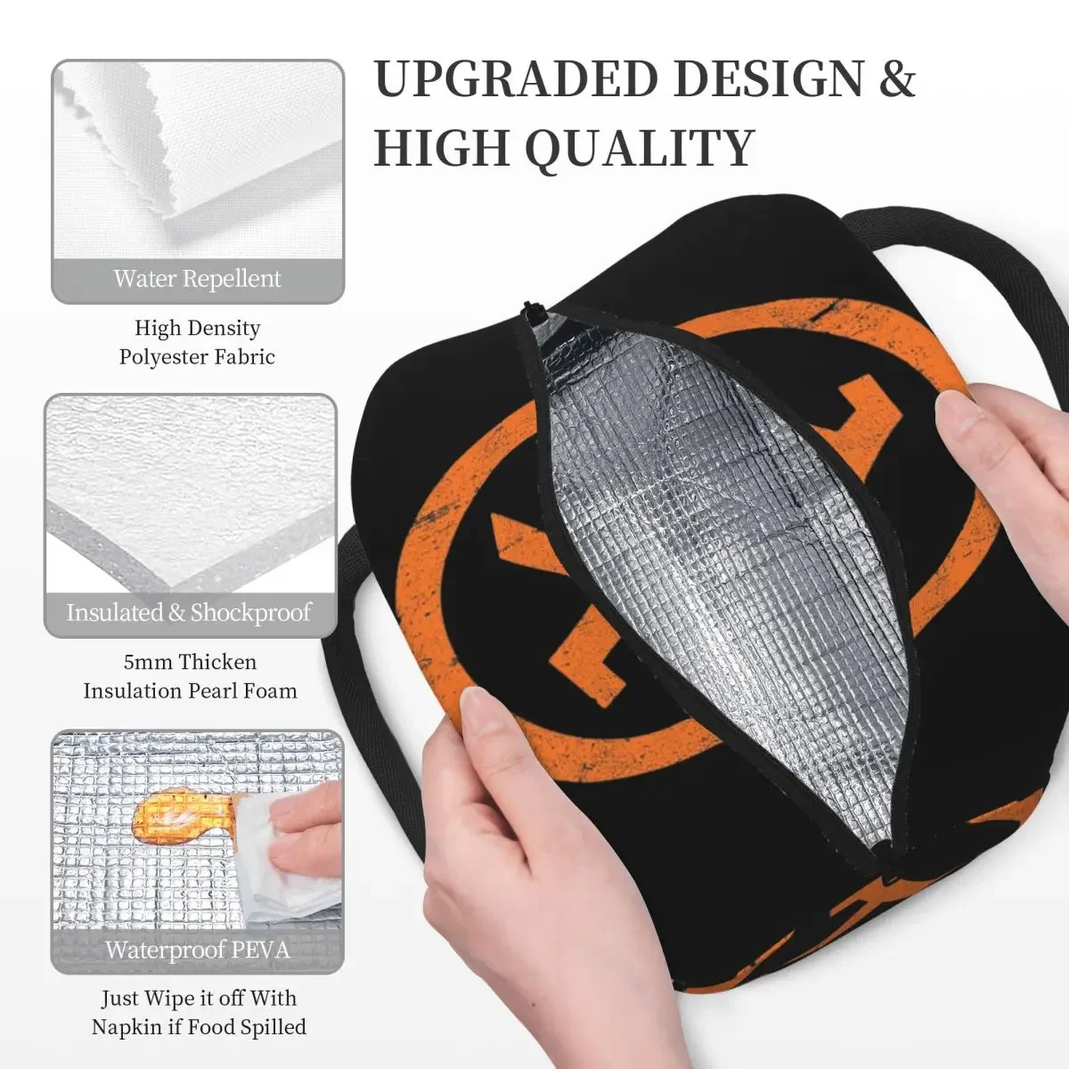Half Life Lambda Symbol Insulated Lunch Bag for Kids School Cooler Thermal Food Box Tote Portable Lunch Boxes Container