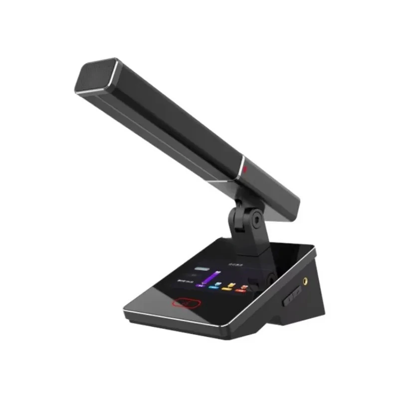 

square Shaped 3.5"LCD Screen Meeting System RJ45 Desk Table Conference Microphone System Unit