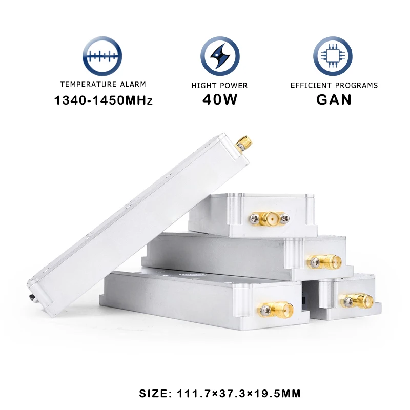 Anti-Drone 40w 1.3G 1340-1450MHz GaN, modul Anti-Drone UAV perangkat Anti gangguan PA Power Amplifier Counter-UAV FPV Autel Mavic 3 Counter