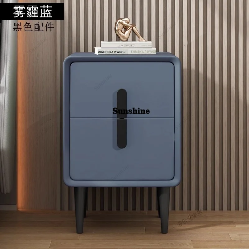 Modern Style 2 Drawers Wooden Bedside Table Faux Leather Bedroom Nightstand Home Side Storage Cabinet Hotel End Table