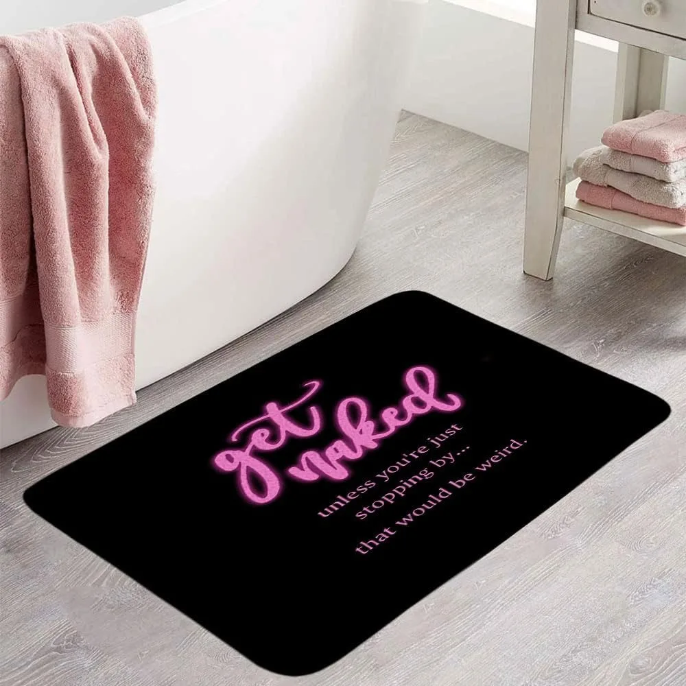 

Get Naked Pink Letters Design Carpet Flannel Anti-slip Bathroom Accessories for Living Room Doormat Entrance Foot Mat Home Decor