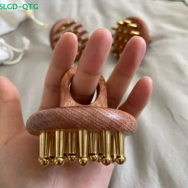 

Copper Sandalwood Meridians Fine Tooth Comb Head Meridians Massage Comb Needling Guasha Scalp Massage Brush Relax Body Massager