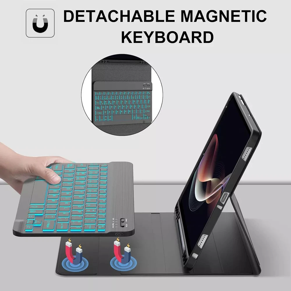 Case for Samsung Tab S10 FE 10.9 Inch 2025, Bluetooth Keyboard Cover for Galaxy Tab S10 FE 10.9 SM-X520/X526/X526B