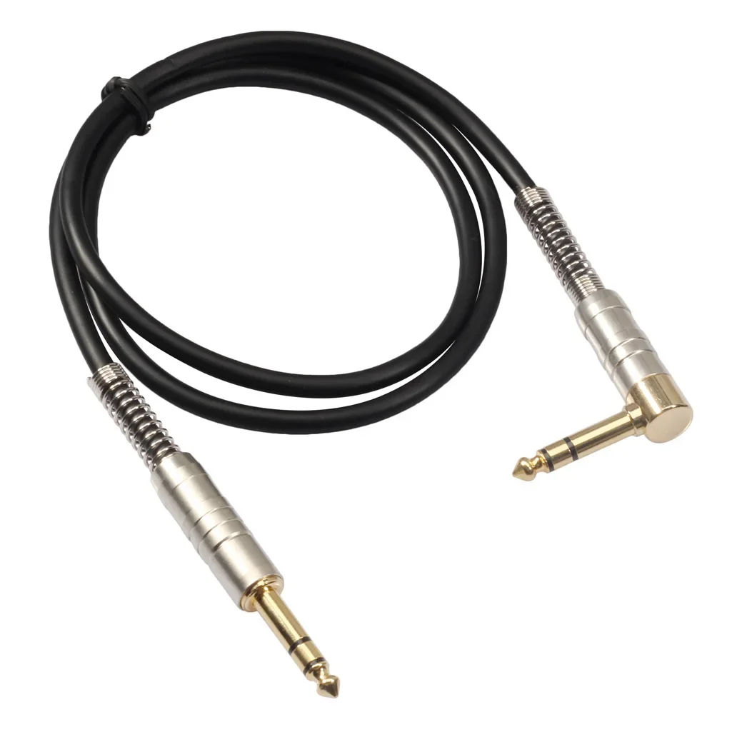 1/4 Cal TRS Stereo 6.35mm Elbow Jack Audio kabel do monitorów studyjnych wzmacniacz gitarowy mikser konsola zbalansowane ekranowane przewody