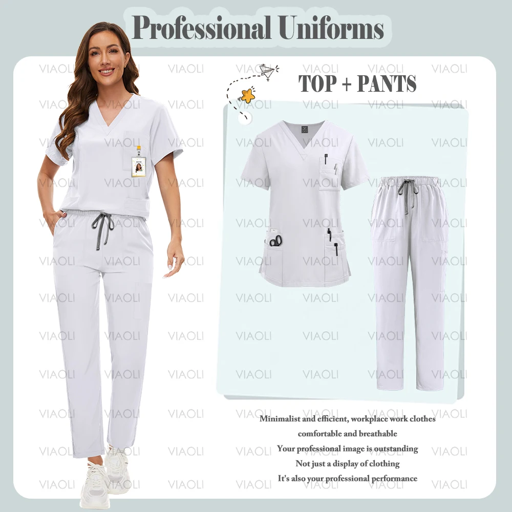 Multicolor Unisex Workwear Soft Elasticity Medical Nurse Uniform Hospital Doctor Scrub Set Women Men Oral Dental Surgery Uniform