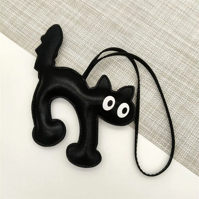 Cute Puppy Cat Keychain Trendy Dog Animal Bag Pendant Fashion Car Keyring PU Leather Hanger Men