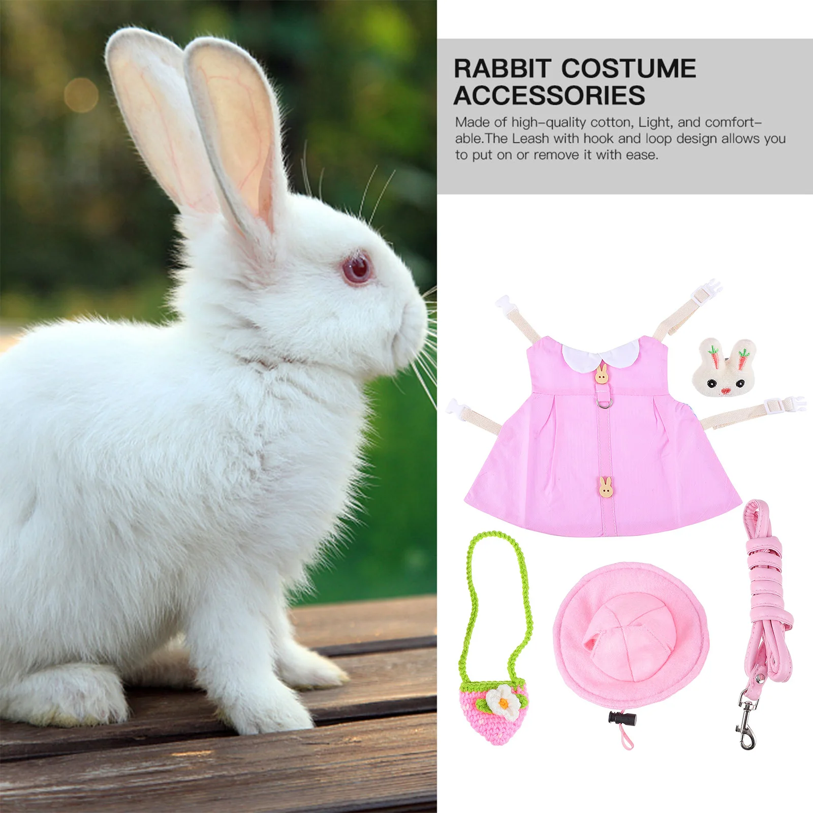 

Pet Clothing Set Costumes Bunny Accessories Small Animal Leash Supply Dress Vest Rabbit Hamster