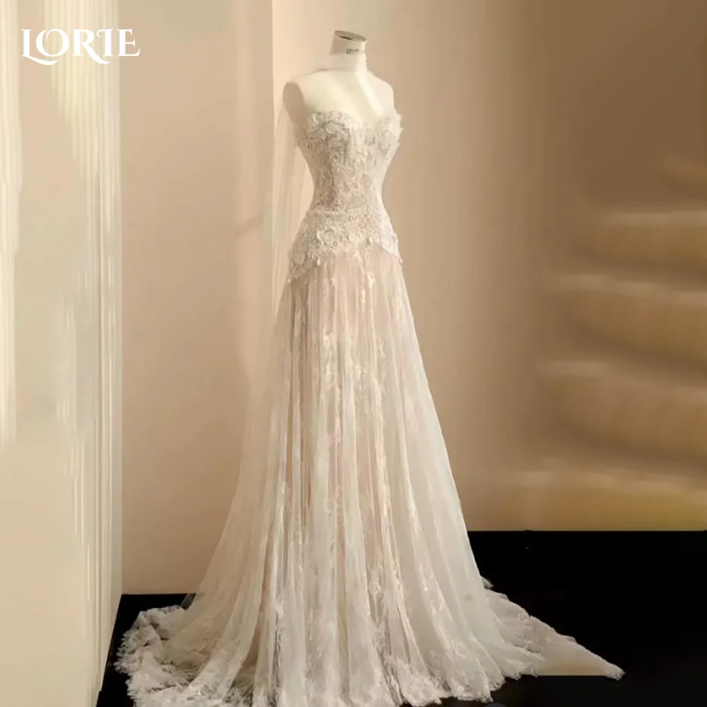 

LORIE Vintage Lace Wedding Dress Mermaid Sweetheart Elegant Sleeveless Appliques Bobycon Bridal Gown CorsetBride Gown Customized
