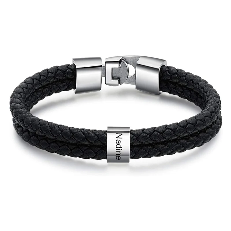 XCL Custom Braided Leather Name Bracelet 8