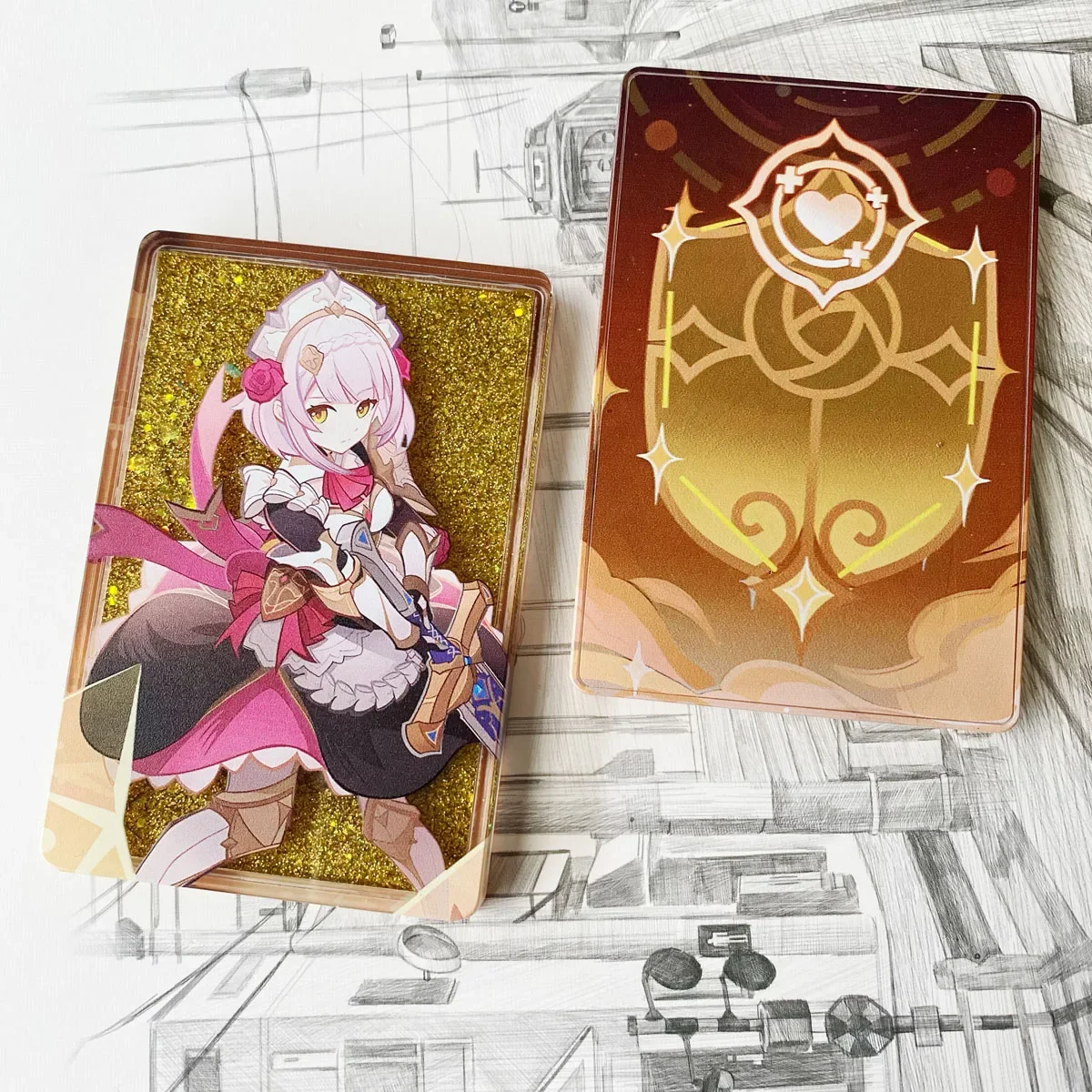 

Anime Game Noelle Genshin Impact Cosplay Collection Acrylic Brick Quicksand Mahjong BL Stand Model Birthday Gift Decor Cute