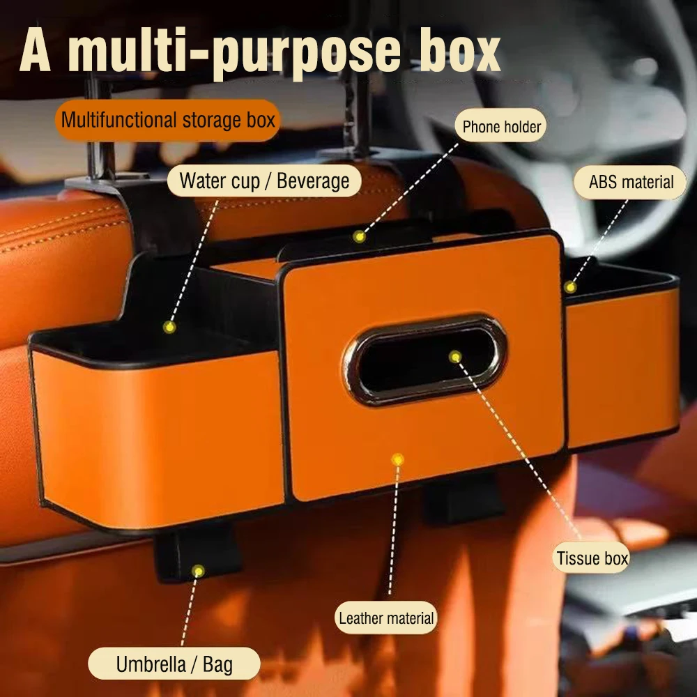 Multifunctional Car Seat Back Storage Box, Rear Seat Organizer with Tissue Bag, Cup Holder & Phone Stand Backseat Car Organizer - view 2