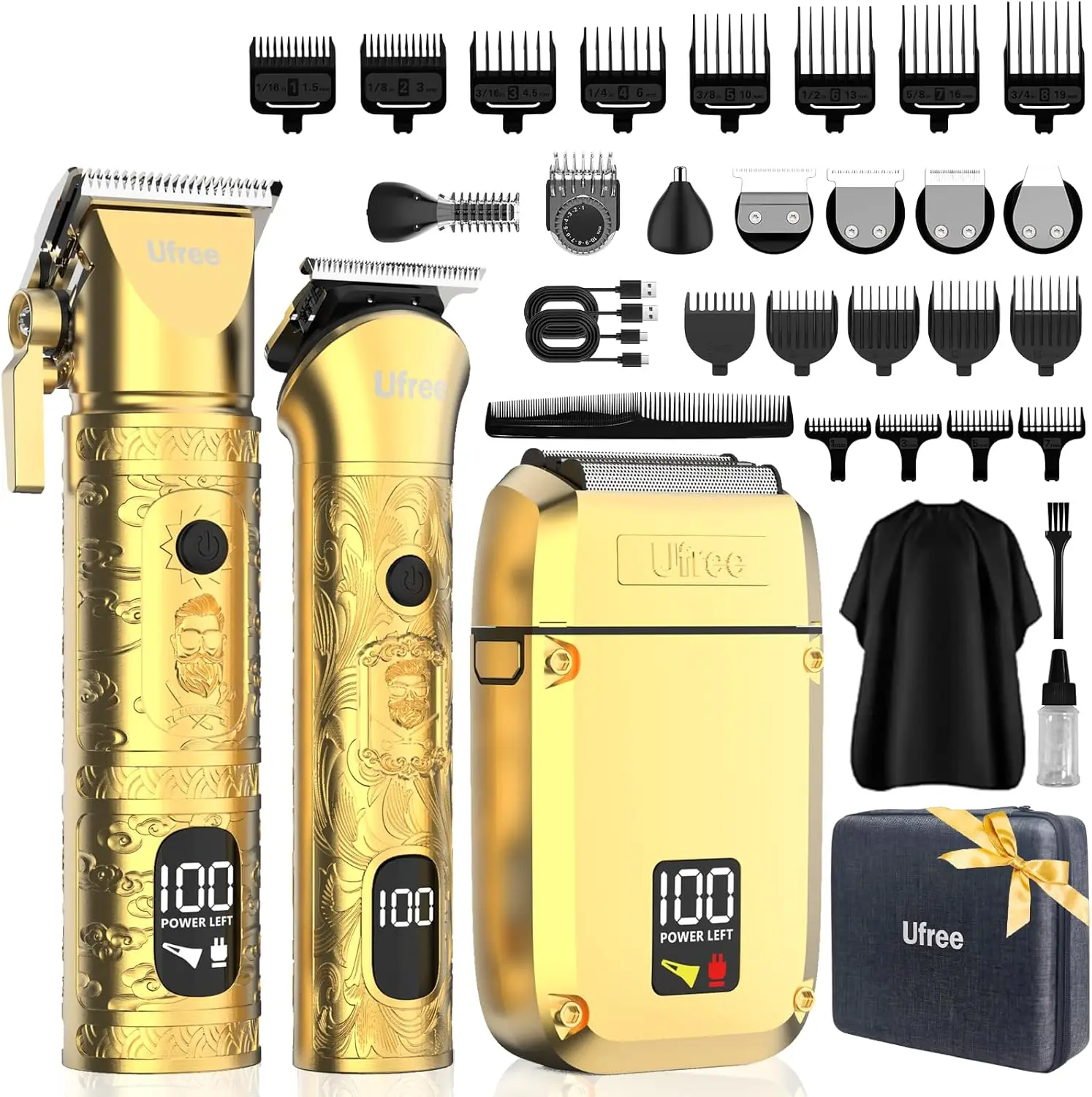 

8-in-1 Cordless Hair Clipper & Trimmer Set for Men, Rechargeable Grooming Kit with Shaver, Home Barber Tools