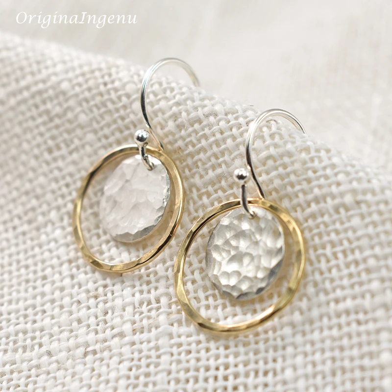 

925 Silver Circle Earrings Hammered Silver Jewelry Minimalism Oorbellen Brincos Vintage Pendientes Boho Earrings For Women