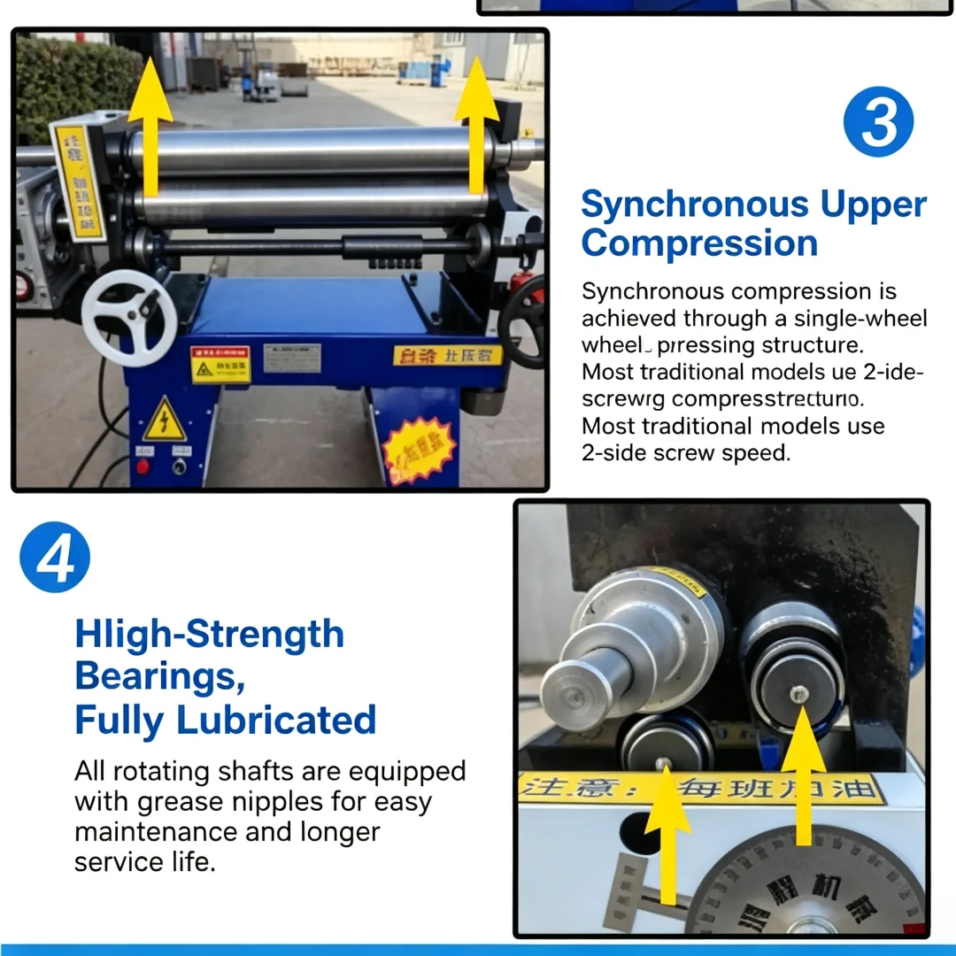 Mini Electric Roll Bender for Stainless Steel Sheet, Eccentric 3 Shaft Round Tube Rolling Machine, Iron & Aluminum Skin Plate Ro