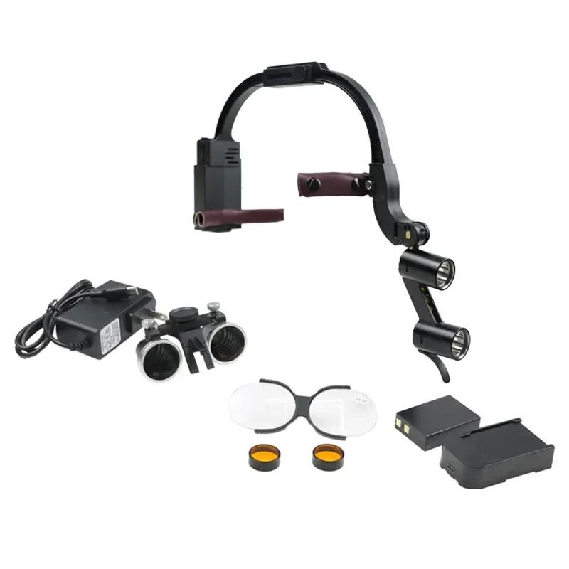 

GREATLH Binocular Dental Loupe Magnification 2.5X 3.5X Surgical Headlight with LED Light Dentist Medical Lamp Dental Instrument