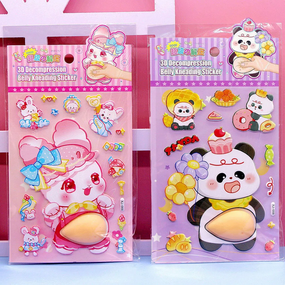 

Милые мягкие 3D-наклейки из ПП с мультяшным дизайном: кролик, панда, фурунг. Наклейки для расслабления и снятия стресса.