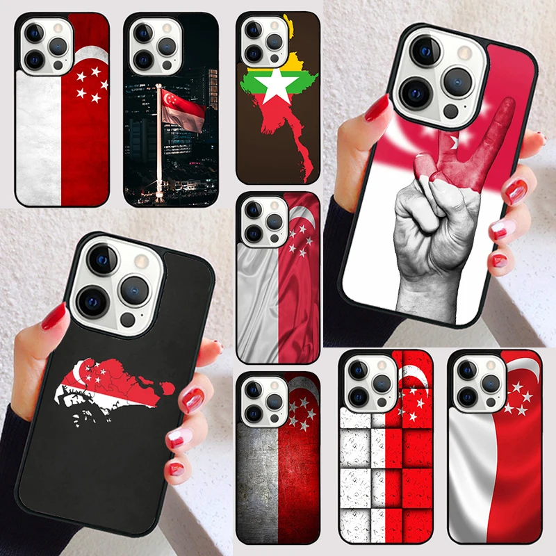 Singapore Flag cover For iPhone 15 16 13 12 11 14 Pro Max Mini Max SE 2020 7 8 6S Plus Phone Case