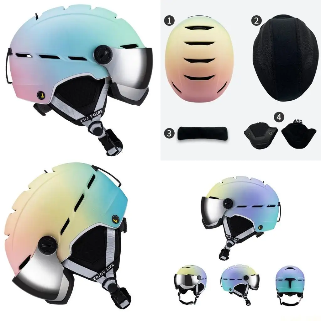 

M5TC Snow Helmets with Glasses for Men Women, Adjustable Ski Helmets with Goggles Set