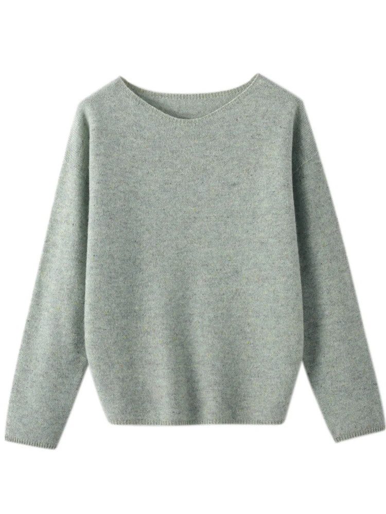 CHICUU Women Cashmere Sweater Autumn Winter O-neck Pullover 100% Merino Wool Knitwear Casual Loose Style Sweater Korean Tops