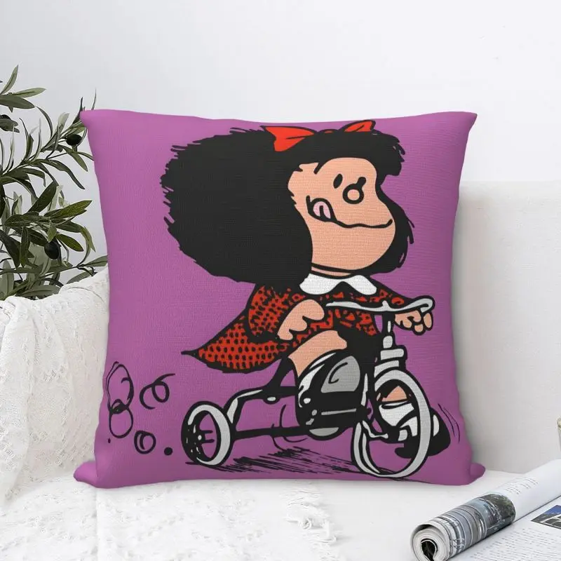 Custom Humor Mafaldas Quino Comic Cartoon Manga Pillow Case 40x40cm Luxury Cushion Cover Velvet Pillowcase