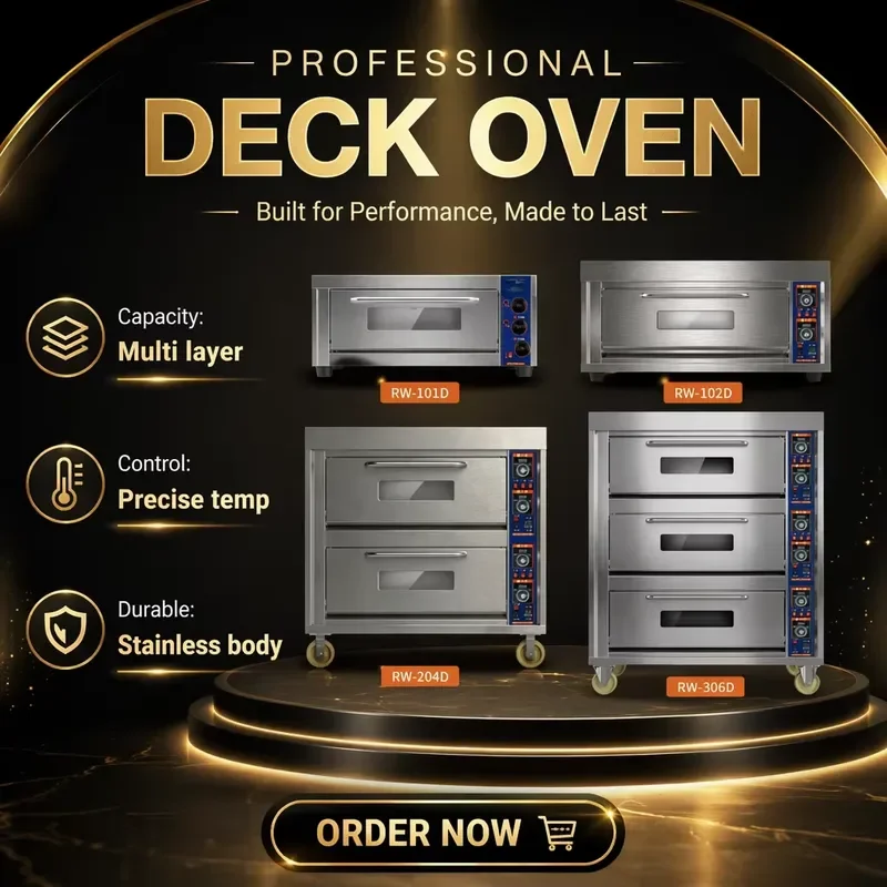 Commercial Bakery Equipment for Bread, Cake, Pizza: New Multi-Layer Oven with Precise Temperature Control