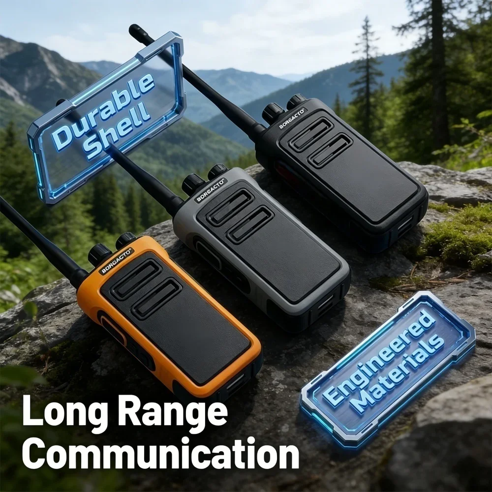 Rechargeable Waterproof Long Range Walkie Talkie Two Way Radio with One Key Decoding for Construction Security Office Use