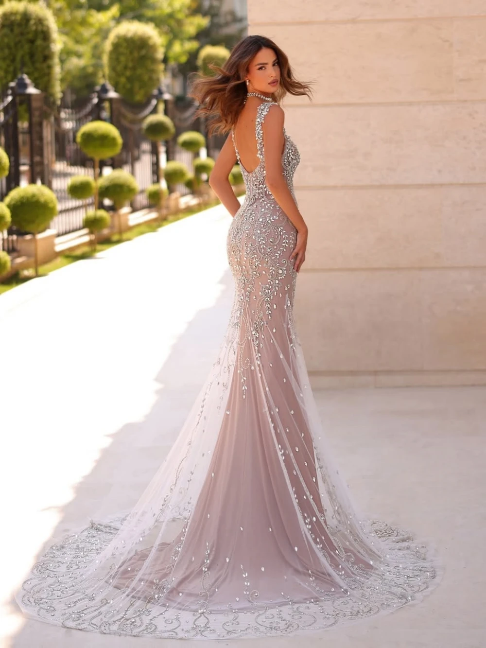 Gorgeous Beaded Rhinestones Evening Dress Elegant Shiny Mermaid Long Wedding Party Gown Sexy Cocktail Dresses Customized 2025