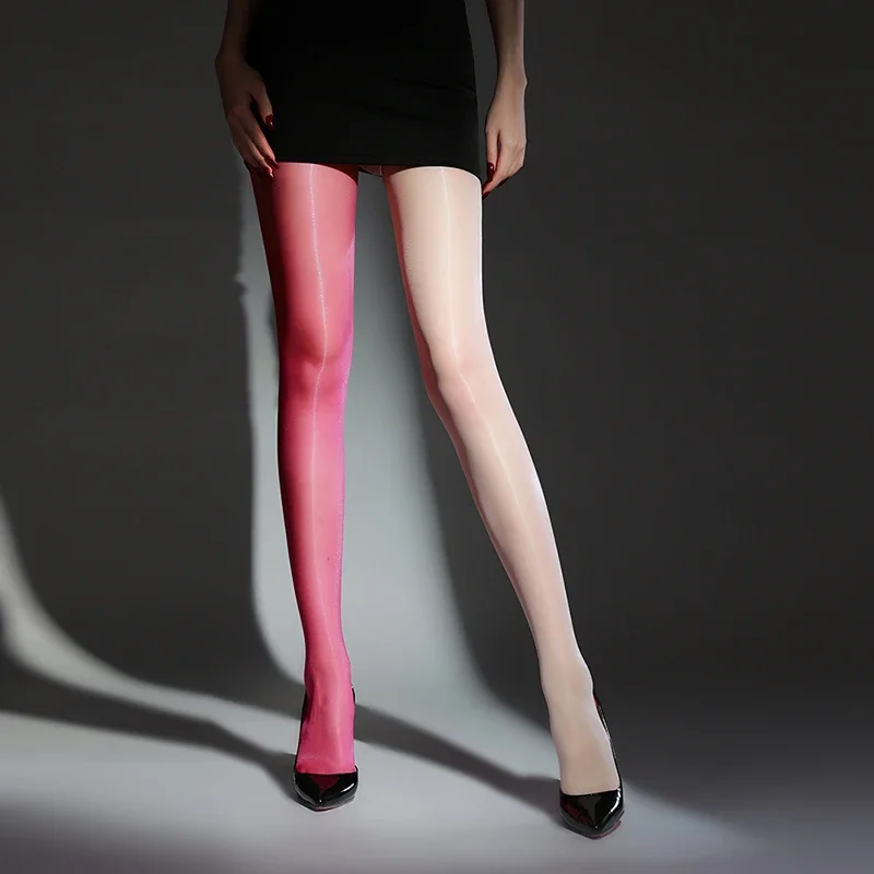 セクシーな女性 0D 光沢のある光沢のある薄手のクロスタイツクロッチレスオープンヒップストッキングストッキング中空アウト超薄型透明レギンス