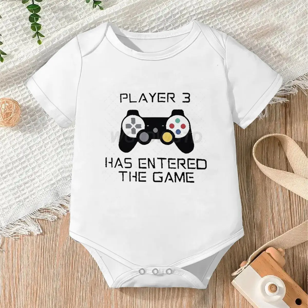 Infant Gamer Bodysuit Baby Player 3 Has Entered The Game Onesie Gamer Controller Graphic Bodysuit Casual Short Sleeve Romper