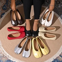 Spring Women's Split Toe Ballet Flats Soft PU Slip On Loafers Comfortable Casual Walking Shallow Mouth Daily Shoes for Ladies
