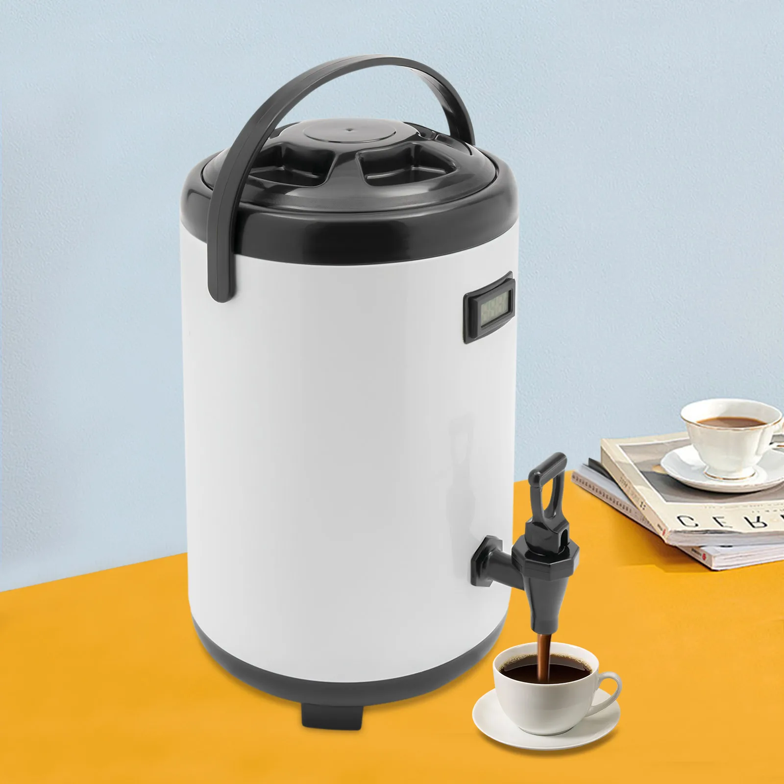 

NEW Insulated Beverage Dispenser,10L/2.6Gal Stainless Steel Thermal Hot/ Cold Beverage Dispenser, W/ Spigot and Thermometer