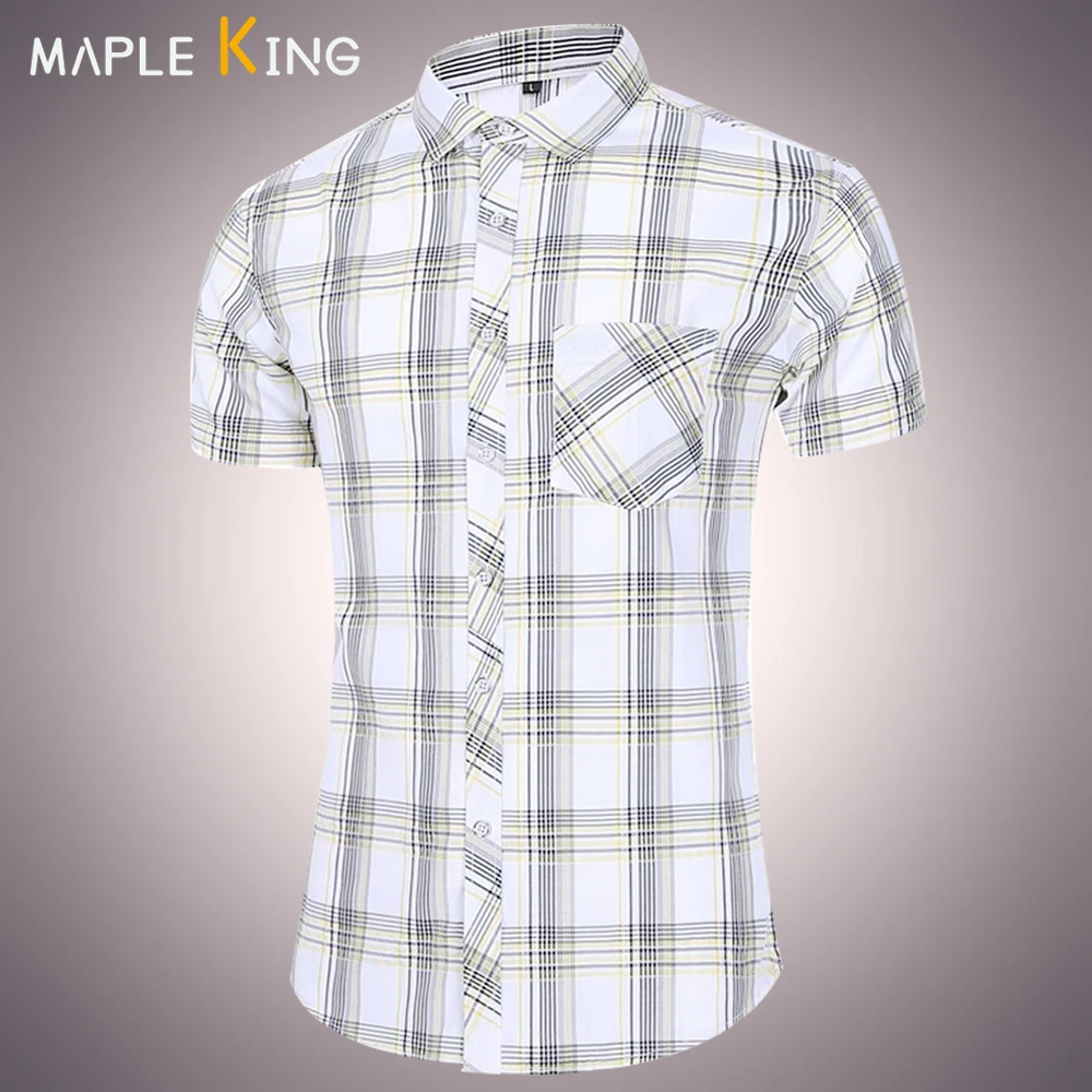 

Plaid Shirt for Men Short Sleeve Vinatge Pocket Designer 2025 Summer Style Mens Camisa Business Office Checkered Shirts Workwear