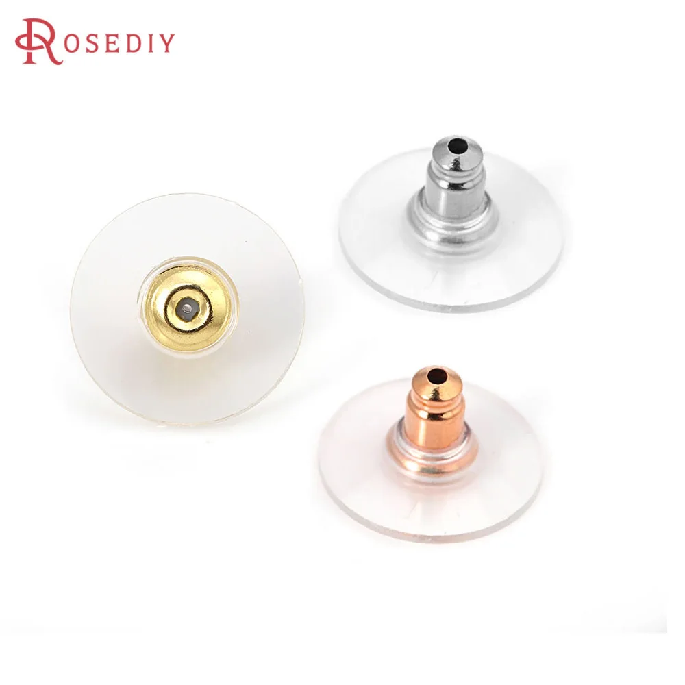 18K Gold Color Brass and Rubber Wheel Rubber Stud Earring Back Stopper High Quality Diy Jewelry Making Accessories for Women