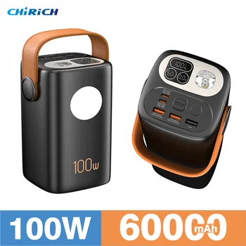 대용량 보조배터리 휴대용 외장 배터리, 손전등 포함, 60000mAh PD100W 고속 충전기, 노트북 아이폰 삼성용 