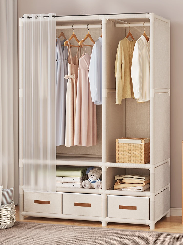 Wardrobe home bedroom simple cabinet dust storage shelf wardrobe durable.